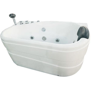 WHITE ACRYLIC CORNER JETTED WHIRPOOL BATHTUB W/ FIXTURES